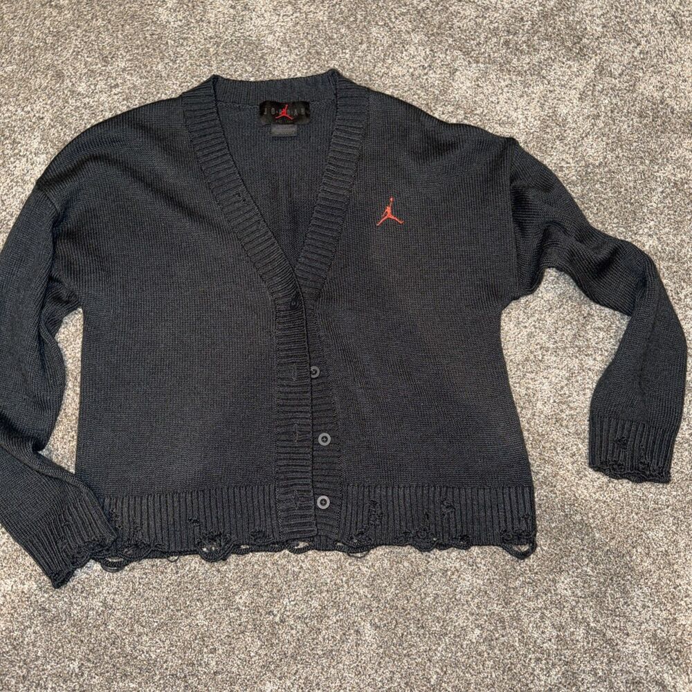 JORDAN Distressed Knit Streetwear Cardigan Sweater Size XS Women’s
